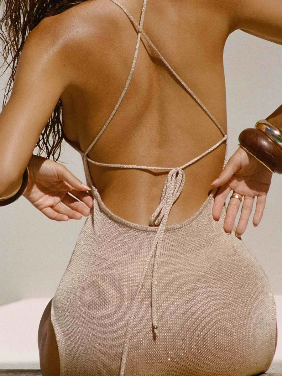 Island Siren Slit Dress | DriftWood Bikini – High-Slit Coastal Goddess Dress